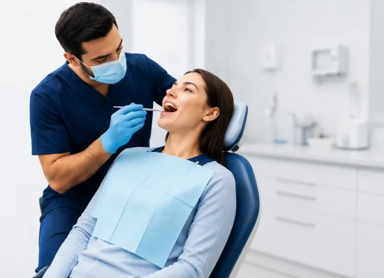 Dental checking his paitent